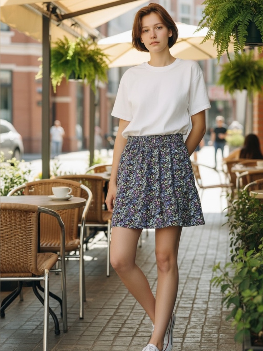 LOFT Navy Floral A-Line Mini Skirt | Navy | Small | Preppy | Flirty | Fun | EUC